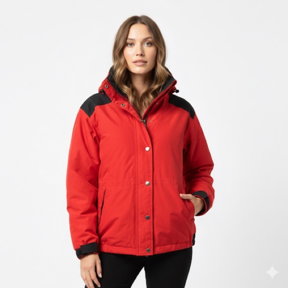 Roffe Ski Parka Waterproof Hooded Jacket Red Womens 8